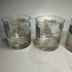 4 Libbey Southern Comfort Riverboat Steamboat Small Rocks Glasses Turquoise Y4