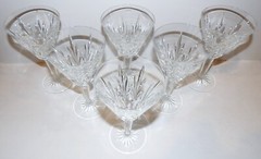 EXQUISITE SET OF 6 WATERFORD CRYSTAL #126185 FLARED BOWL 7″ WATER GOBLETS
