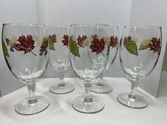 Libbey Autumn Fall Leaves 7” Wine Glass – Set of 6