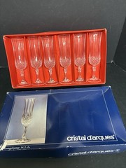 Vintage Set of 6 Cristal d’Arques Longchamp Champagne Flutes 14.5 cl France
