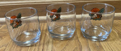 Vintage Sears Merry Mushroom Juice Lowball Drinking Glass Glasses 8oz Set of 3