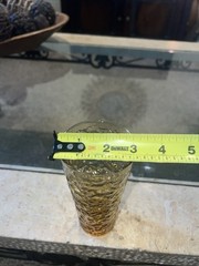 Anchor Hocking Lido Milano Crinkle Glass Large Iced Tea Tumbler Amber Honey Gold