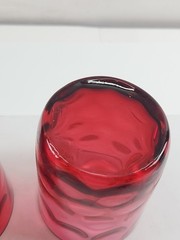 Fenton Coin Dot Optic Cranberry Glass 3.75″ Tumbler Set of two