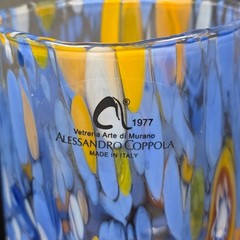Alessandro Coppola Murano Art Glass Tumbler Blue Orange Millefiori Confetti Hand