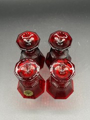 Independence Glass Cordial 2oz 3” Octagon Shape – Ruby Red Amberina 4 in Box