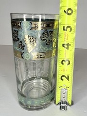 Cera Glass Golden Grapes Highball Tumbler Green and 22k Gold Tuscan 14 oz *READ*