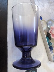 Libbey Glass Ombré Cobalt Blue Goblet Juice Cocktail Glasses Set Of 6 + 1 Bonus