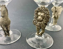 Wine Glasses Pewter Animal Shields Fort USA 4