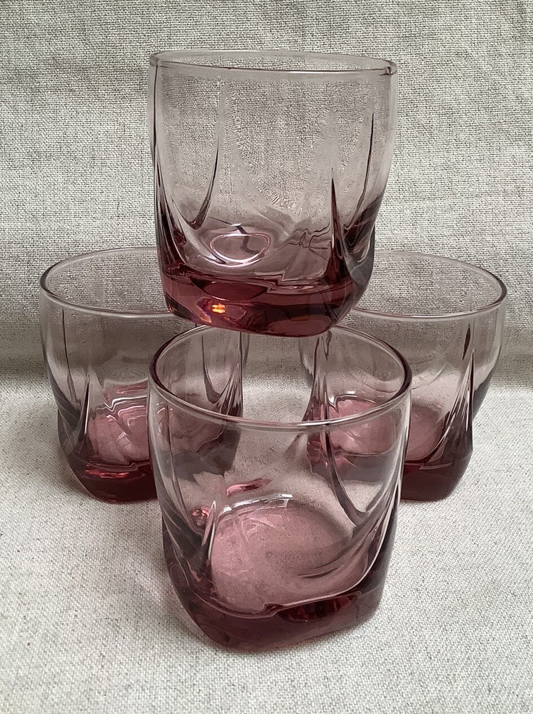 VTG Set of 4 Libbey Old Fashioned Imperial Plum Whiskey Glasses Tumblers 8 oz