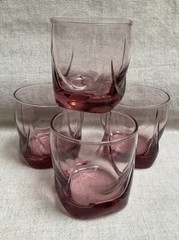 VTG Set of 4 Libbey Old Fashioned Imperial Plum Whiskey Glasses Tumblers 8 oz