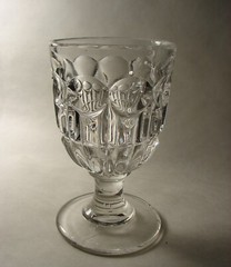 Antique Early American Flint Glass Bull’s Eye and Broken Column Goblet 1850s