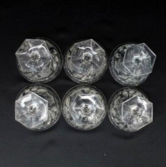 SET OF 6 EAPG JENKINS GLASS COMPANY DAHLIA CLEAR CHAMPAGNE/SHERBET 3.5″ 5oz