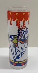 Vintage Carousel Tom Collins Drinking Glass Circus Horse Barware Glass