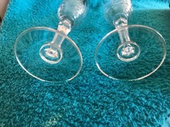2 Crystal Champagne Flutes/Glasses possibly by Block Pattern # BLC4 FREE SHIP