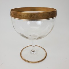 Set of 4 Italian Crystal w/Gold Encrusted Swag Rim Dessert Glasses 5.5″H X 4.5″W