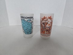 2 Vintage MCM Hazel Atlas Frosted State Souvenir Glasses – Wisconsin / Dells