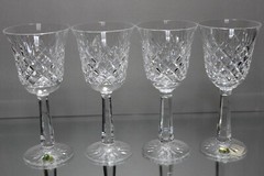 Four (4) Waterford Crystal DROGHEDA Pattern 10 ounce Water Goblets 7 5/8” in box