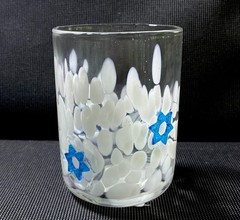 GODINGER MURANO BLUE JEWISH JUDAICA HANUKKAH TEXTURED DOF GLASS 13.5 OZ 4.3″ NEW
