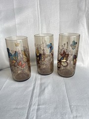 Vintage Anchor Hocking Butterfly Beverage Glasses Set Of 3