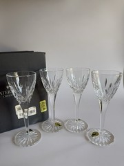 Vintage Waterford Crystal Lismore 4 Pc Cordial Glasses- Original Box & Stickers