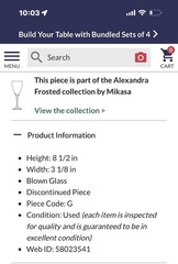 Mikasa ALEXANDRA FROSTED STEM WINE GLASS 8.5” TALL EUC Set Of 2