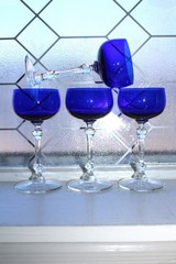 4 Vintage Cobalt Blue Cocktail Glasses 1930s Louie Glass Co.