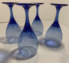 Sale Vintage Libbey Cobalt Blue Wine/Water Glasses Set Of 4 Teardrop