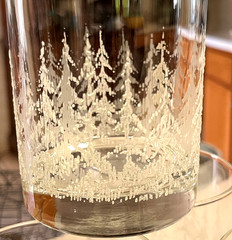 Set of 6 LIBBEY FROSTY PINES 4″ Double Old Fashioned Glasses Textured White Tree