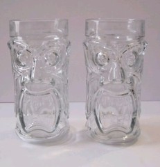2 Tiki 3D Screaming 16oz Glasses Anchor Hocking
