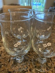 4 Pfaltzgraff Heirloom Floral Painted 5 1/2” Water Glasses Goblets 8 oz 