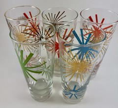 MCM Set 5 ATOMIC ASTERISK Highball Glasses Bartlett Collins Russel Wright