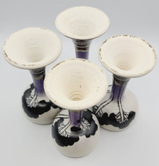 Antique Art Deco Style Stoneware Wine Goblets, Hand Made & Hand Painted