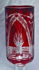 Unusual Roman Lead Crystal, Bordeaux Red/Gold Ruby, Art Deco, 1920, 17.3 cm