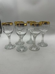 Double Gold Rim 6 oz. Stemmed Cordial or Wine Glasses set of 6