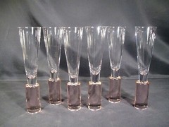 Sasaki Colonnade? Champagne Flutes Pink Base Set of 6