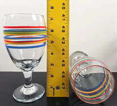 7 Royal Norfolk Mambo Iced Tea Set Libbey Fiesta Rainbow Striped Goblet Stemware
