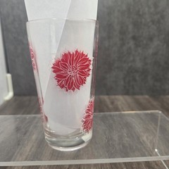 Vintage MCM Floral Juice Glass Boscul Peanut Butter Collectible Dahlia Autumn