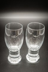 Two (2) Studio Nova Ceremony Striking Glasses. 4 7/8″ Tall. Unique.