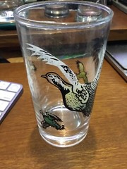 VINTAGE 5.25 INCH QUAIL DESIGN DRINK GLASS