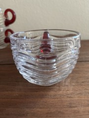 Duncan & Miller Caribbean Ruby Red handle Glasses and Punch bowl Ladel