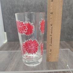Vintage MCM Floral Juice Glass Boscul Peanut Butter Collectible Dahlia Autumn