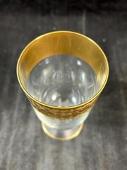 Glastonbury Lotus Goldenrod Pair of Iced Tea Glasses