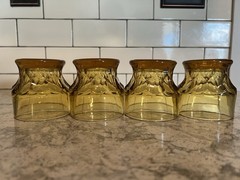 Vintage Libbey Glass Tumblers SET OF 4 Georgian Honeycomb Amber 4″ Tall