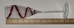 PIER 1 Red Candy Cane Swirl Swirline Champagne Glass Glasses 9 7/8″ Tall Pair