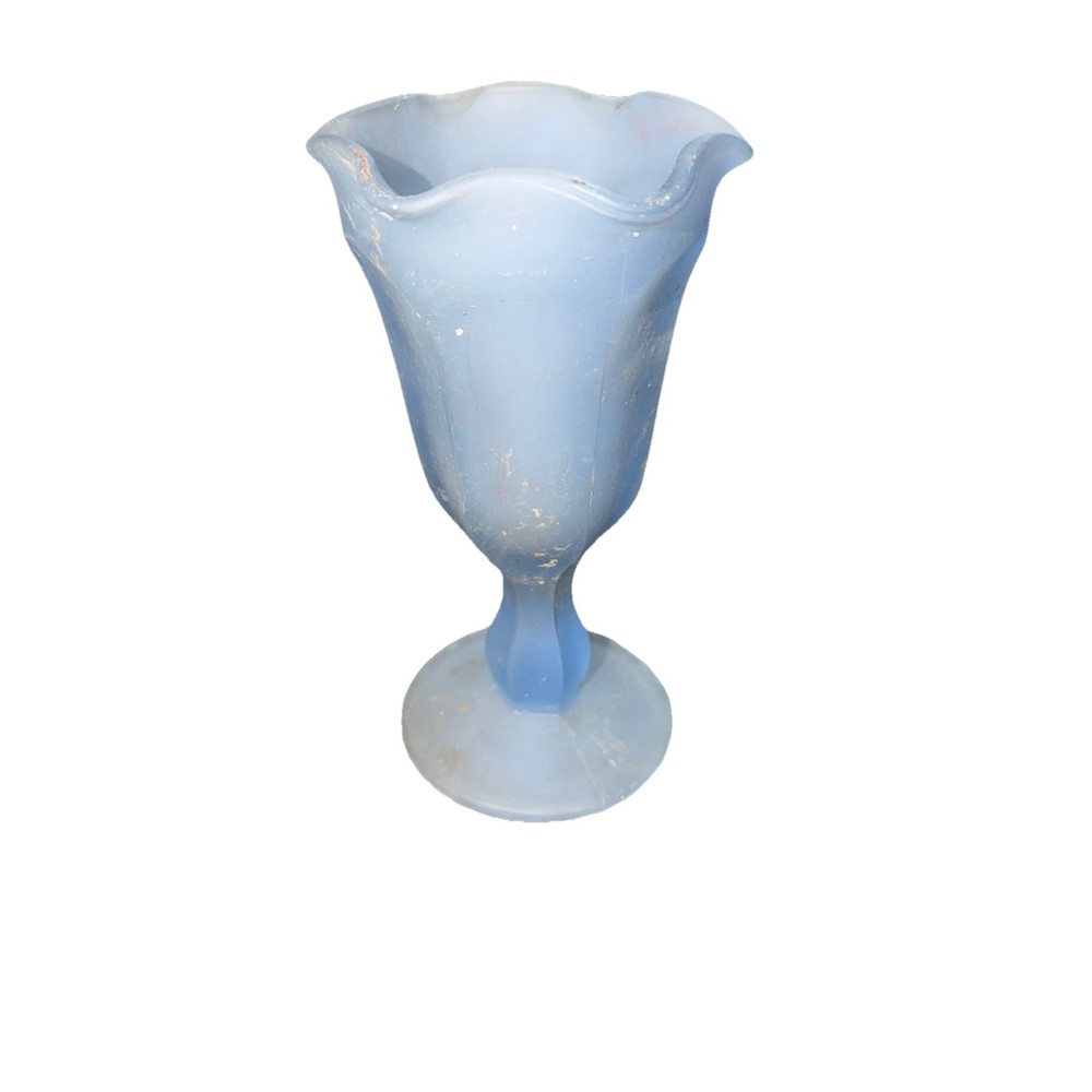 Vintage Indiana Glass Fountainware Frosted Light Blue Ice Cream Sundae Glass