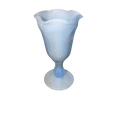 Vintage Indiana Glass Fountainware Frosted Light Blue Ice Cream Sundae Glass