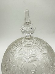 Vintage Footed Crystal Candy Dish w/Lid Frosted Floral Band 10″ x 6.5″ Zajecar