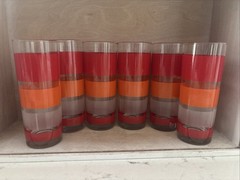 Vintage 1960s 1970s Mod Highball Glasses Set of 6 Atomic Retro Cocktail Glasses