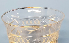Royal Doulton Crystal Water Goblets Wellesley PTN Glasses Gold Trim 8 1/4 QTY 2