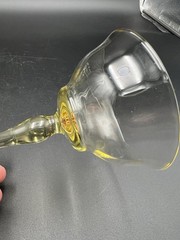 Vintage Yellow Glass Champagne Coupes Sherbet Glasses Panel Optic Set of 3 MCM